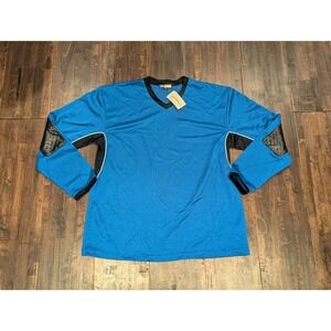 New Vintage 90s Zitu Padded Soccer Goalie Jersey Mens XL Blue Black Made USA